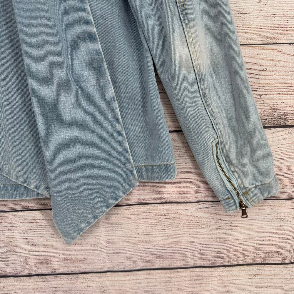 Alex Vinash New York Bow Front Denim Jacket Womens Medium Blue Light Wash - Picture 7 of 13